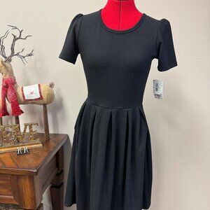 LuLaRoe Amelia Dress Black with Rose Gold Zipper NEW with tags size M *unicorn*